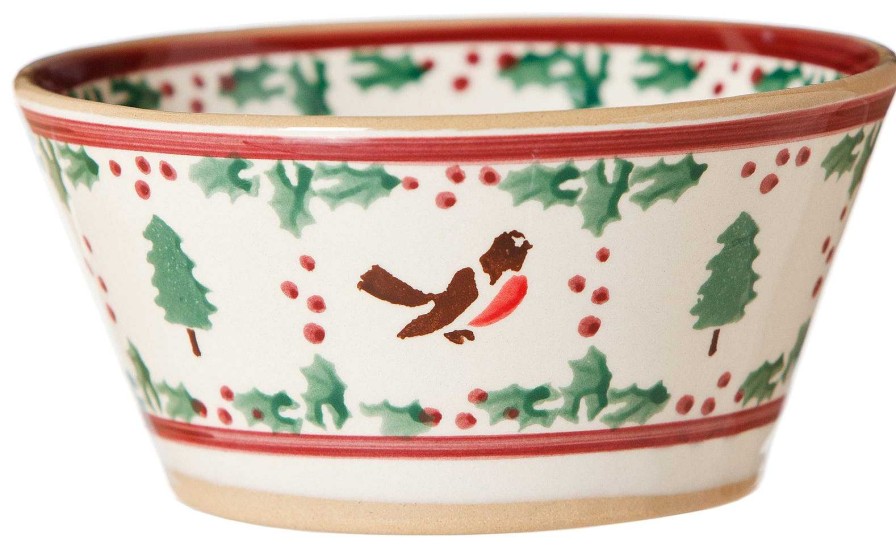 Nicholas Mosse Small Angled Bowl Winter Robin Clearance