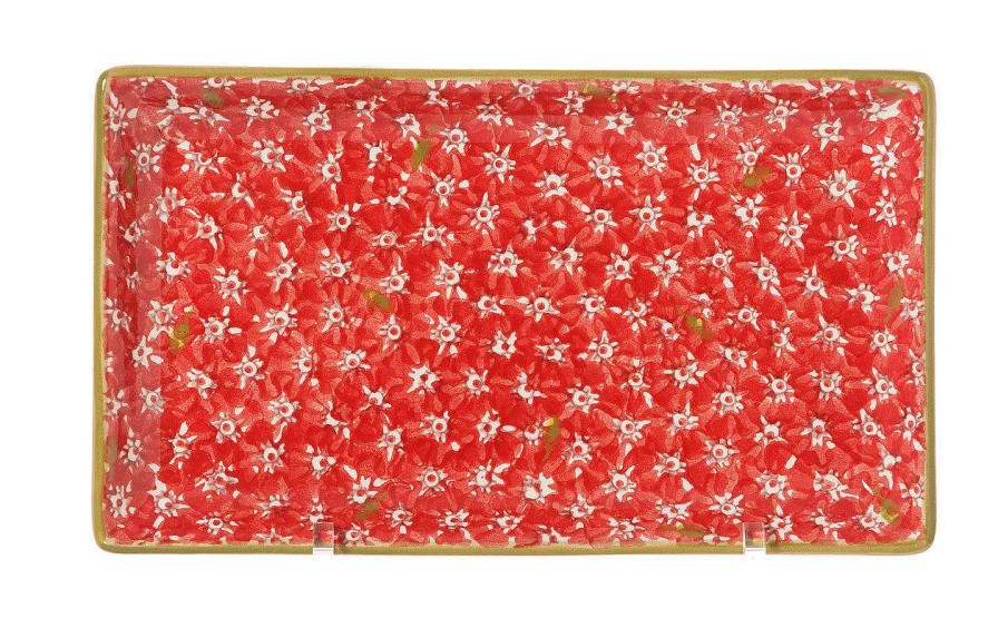 Nicholas Mosse Medium Rectangle Dish Lawn Red New