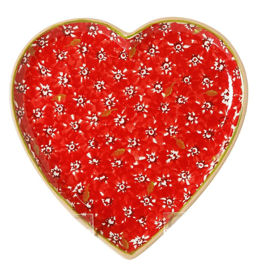 Nicholas Mosse Medium Heart Plate Red Lawn Clearance