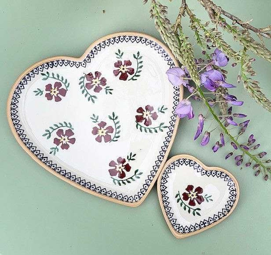 Nicholas Mosse Medium Heart Plate And Tiny Heart Plate Old Rose Online