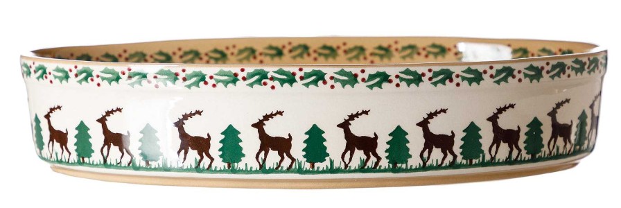 Nicholas Mosse Medium Oval Oven Dish Reindeer New