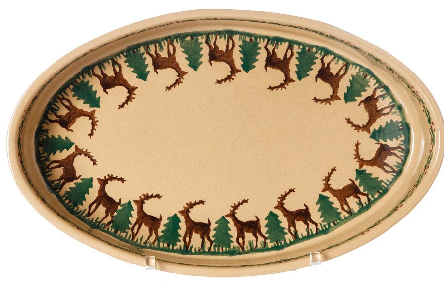 Nicholas Mosse Small Oval Oven Dish Reindeer New