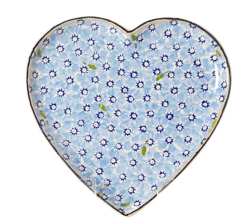 Nicholas Mosse Medium Heart Plate Lawn Light Blue Best