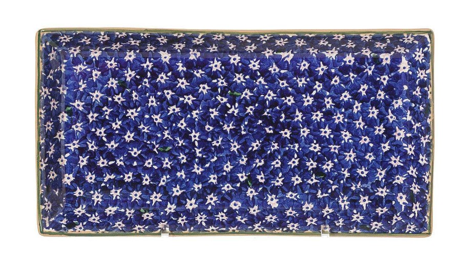 Nicholas Mosse Large Rectangle Plate Lawn Dark Blue Clearance