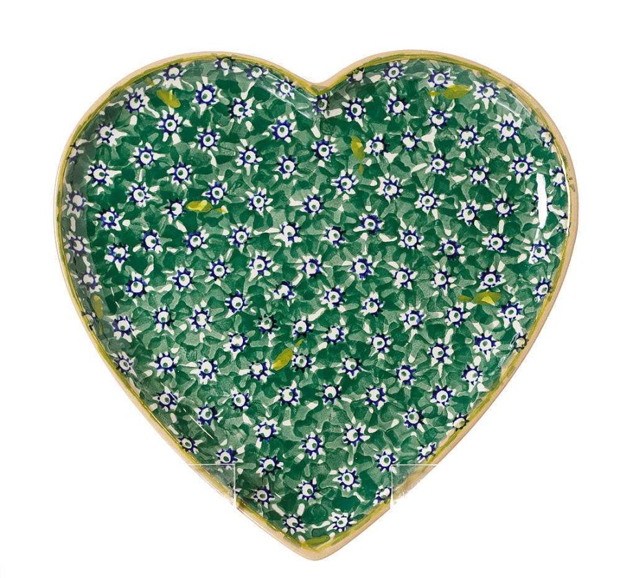 Nicholas Mosse Medium Heart Plate Green Lawn New