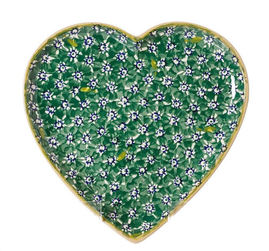 Nicholas Mosse Cookie Jar And Medium Heart Plate Lawn Green Wholesale