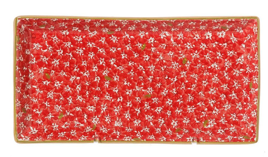 Nicholas Mosse Large Rectangle Plate Lawn Red New