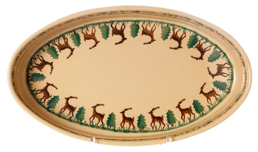 Nicholas Mosse Medium Oval Oven Dish Reindeer New