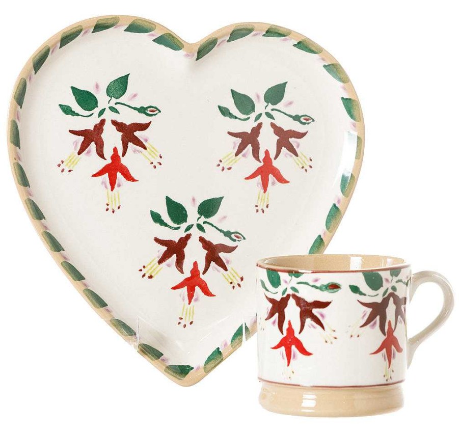 Nicholas Mosse Medium Heart Plate And Small Mug Fuchsia Wholesale