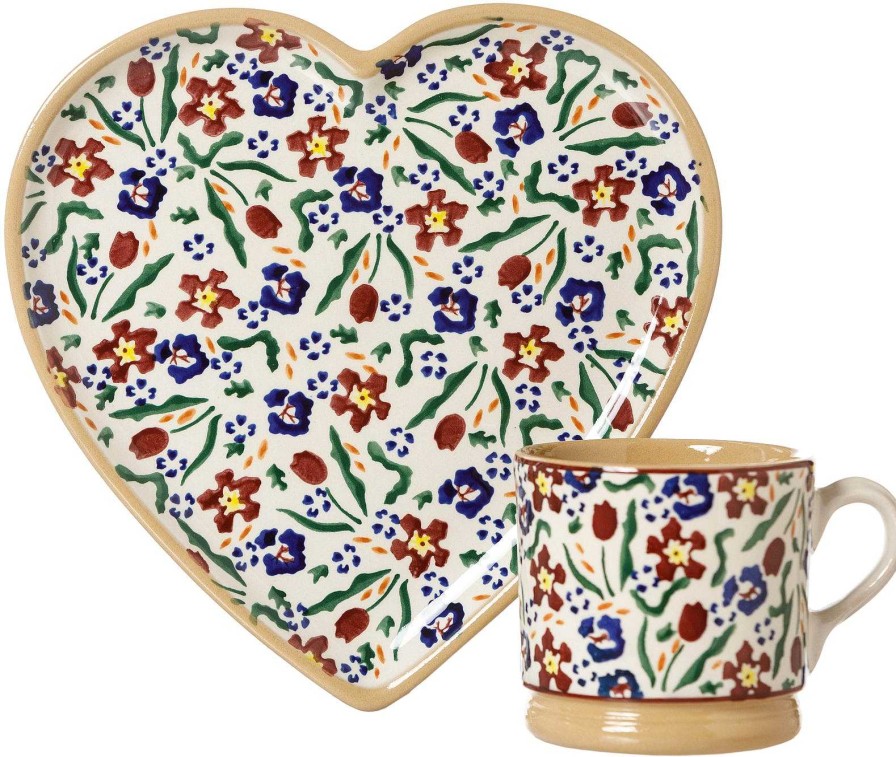 Nicholas Mosse Medium Heart Plate And Small Mug Wild Flower Meadow Online