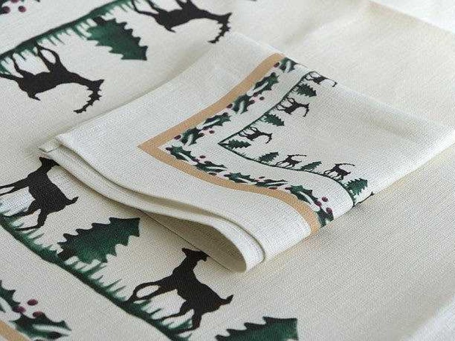 Nicholas Mosse Tablecloth Square Reindeer Linen 40" Clearance