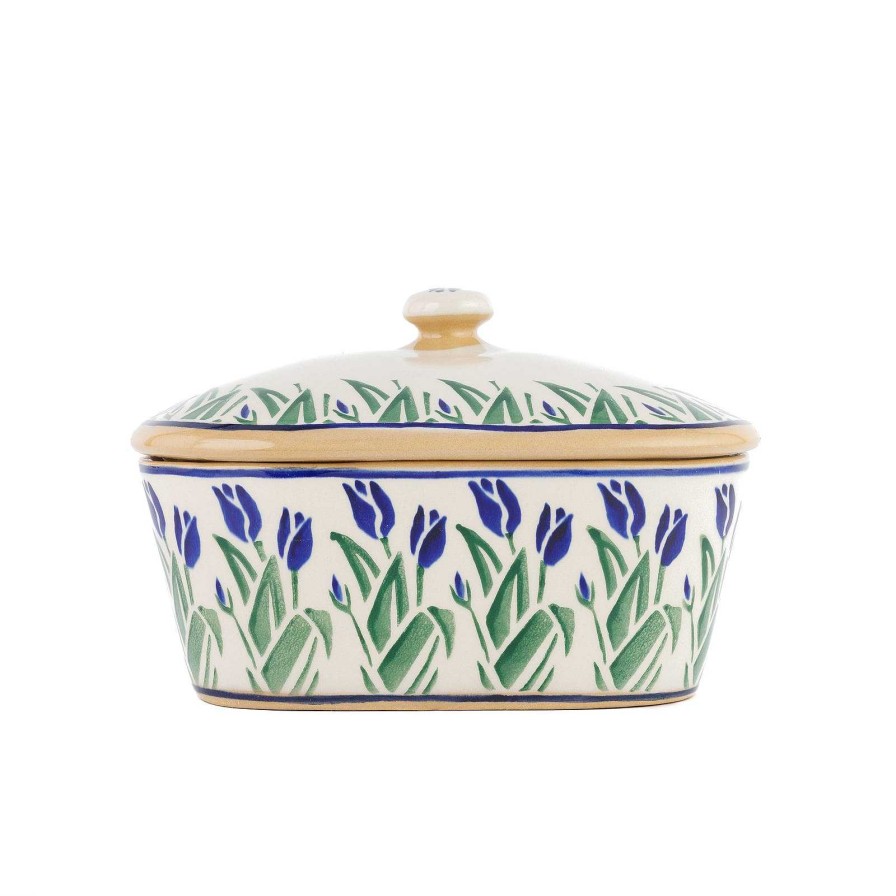 Nicholas Mosse Covered Butterdish Blue Blooms Hot