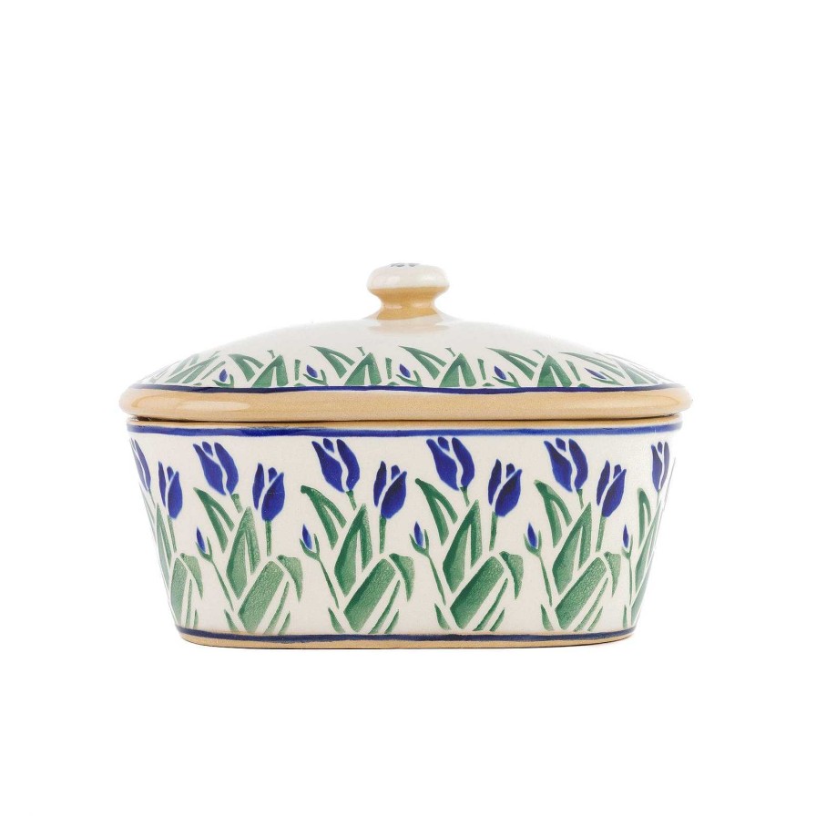 Nicholas Mosse Covered Butterdish Blue Blooms Hot